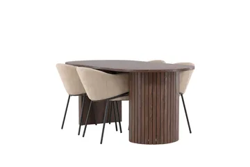 Matgrupp Härön 200 cm Oval med 4 Evelina stolar - Mocca/Beige - Möbler - Bord & matgrupp - Matgrupp