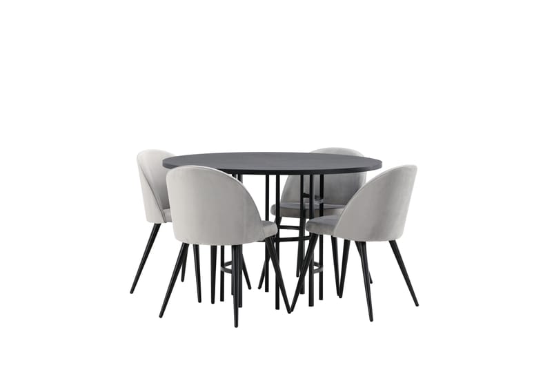 Matgrupp Hamnka  115 cm Rund med 4 Longreone stolar, Svart