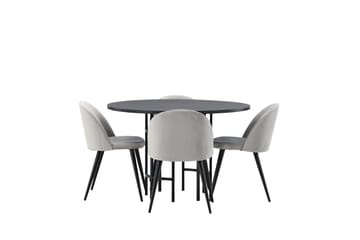 Matgrupp Hamnka  115 cm Rund med 4 Longreone stolar - Svart - Möbler - Bord & matgrupp - Matgrupp
