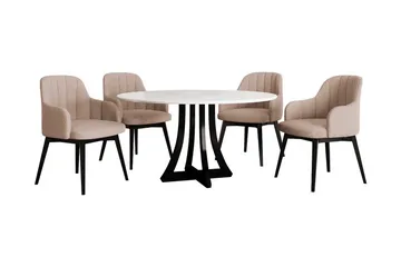 Hollan Matgrupp Rund Beige|Vit|Svart - Möbler - Bord & matgrupp - Matgrupp