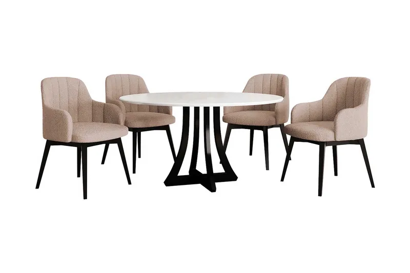 Hollan Matgrupp Rund Beige|Vit|Svart