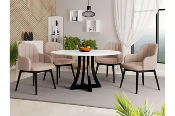 Hollan Matgrupp Rund Beige|Vit|Svart - Möbler - Bord & matgrupp - Matgrupp