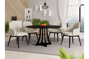 Hollan Matgrupp Rund Beige|Vit|Svart - Möbler - Bord & matgrupp - Matgrupp