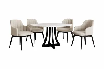 Hollan Matgrupp Rund Beige|Vit|Svart - Möbler - Bord & matgrupp - Matgrupp