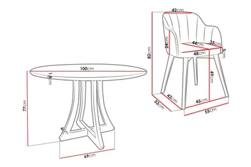 Hollan Matgrupp Rund Grå|Svart - Möbler - Bord & matgrupp - Matgrupp