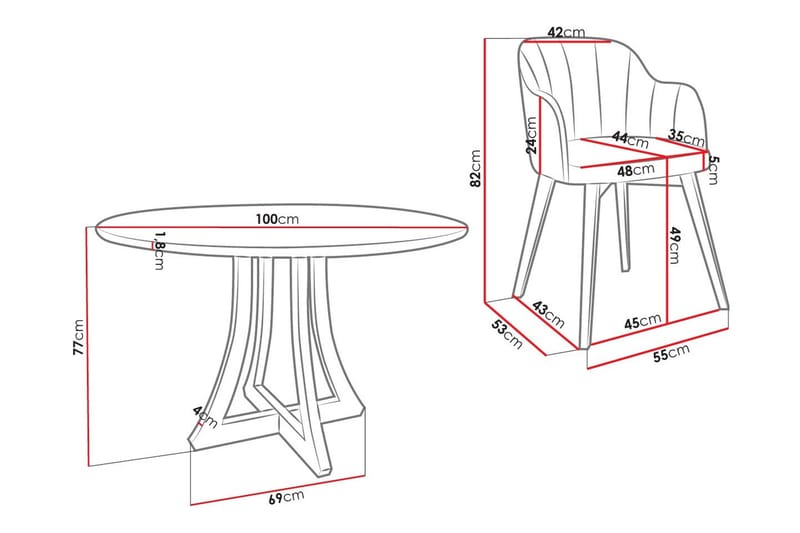 Hollan Matgrupp Rund Grå|Svart - Möbler - Bord & matgrupp - Matgrupp