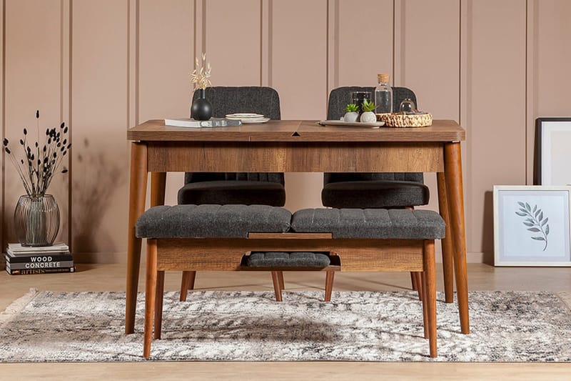 Idehult Matgrupp 4 delar 75 cm, Valnöt/Antracit