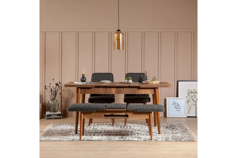 Idehult Matgrupp 4 delar 75 cm - Valnöt/Antracit - Möbler - Bord & matgrupp - Matgrupp