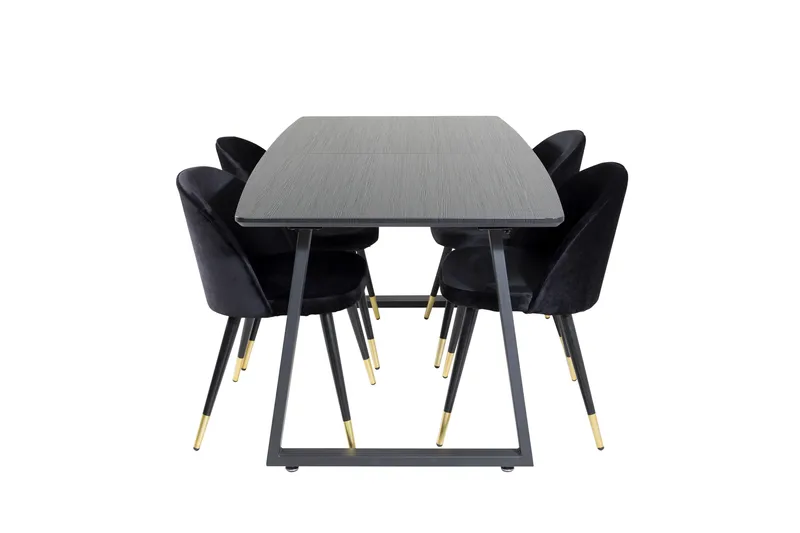 Inca Matgrupp Förlängningsbar 160 cm Rektangulär med 4 Velvet stolar