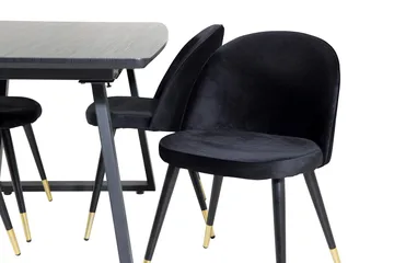 Inca Matgrupp Förlängningsbar 160 cm Rektangulär med 4 Velvet stolar - Möbler - Bord & matgrupp - Matgrupp