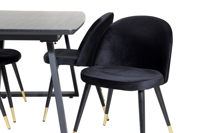 Inca Matgrupp Förlängningsbar 160 cm Rektangulär med 4 Velvet stolar - Möbler - Bord & matgrupp - Matgrupp