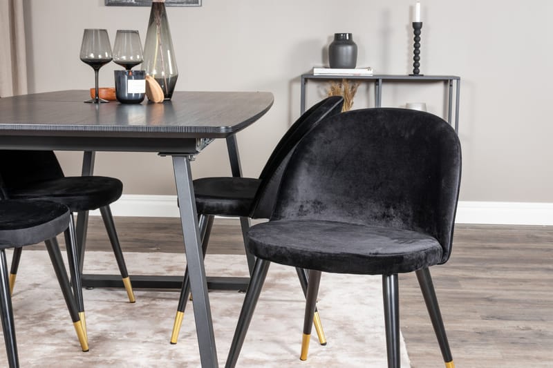 Inca Matgrupp Förlängningsbar 160 cm Rektangulär med 4 Velvet stolar - Möbler - Bord & matgrupp - Matgrupp