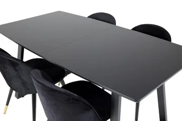 Inca Matgrupp Förlängningsbar 160 cm Rektangulär med 4 Velvet stolar - Möbler - Bord & matgrupp - Matgrupp