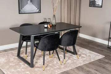 Inca Matgrupp Förlängningsbar 160 cm Rektangulär med 4 Velvet stolar - Möbler - Bord & matgrupp - Matgrupp