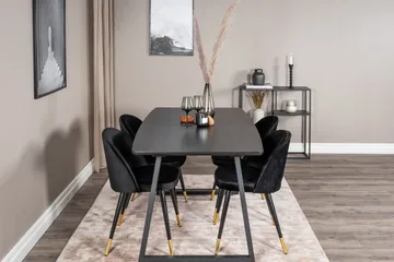 Inca Matgrupp Förlängningsbar 160 cm Rektangulär med 4 Velvet stolar - Möbler - Bord & matgrupp - Matgrupp