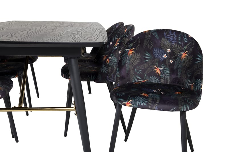 Irunea Förlängningsbar Matgrupp 180 cm inkl 6 Sedavi Stolar - Svart/Blå - Möbler - Bord & matgrupp - Matgrupp