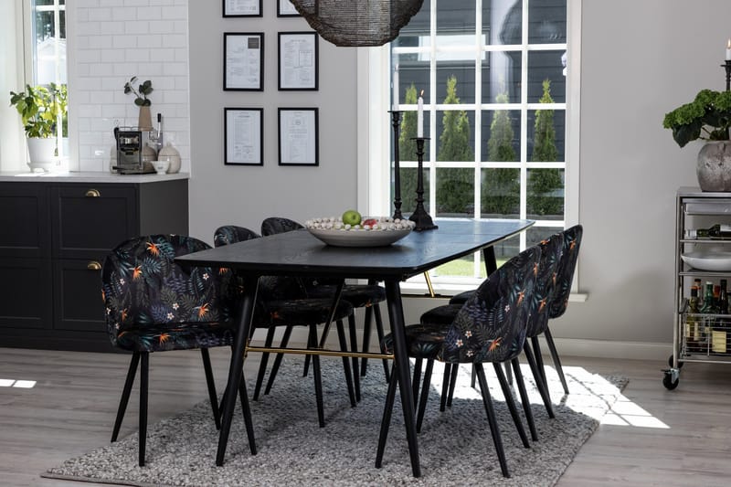 Irunea Förlängningsbar Matgrupp 180 cm inkl 6 Sedavi Stolar - Svart/Blå - Möbler - Bord & matgrupp - Matgrupp