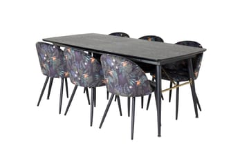 Irunea Förlängningsbar Matgrupp 180 cm inkl 6 Sedavi Stolar - Svart/Blå - Möbler - Bord & matgrupp - Matgrupp