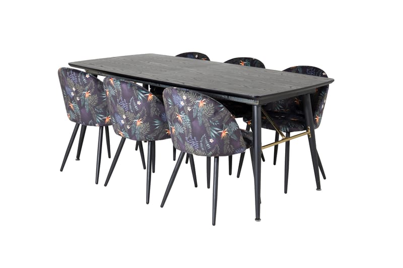 Irunea Förlängningsbar Matgrupp 180 cm inkl 6 Sedavi Stolar - Svart/Blå - Möbler - Bord & matgrupp - Matgrupp