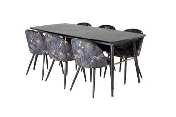 Irunea Förlängningsbar Matgrupp 180 cm inkl 6 Sedavi Stolar - Svart/Blå - Möbler - Bord & matgrupp - Matgrupp