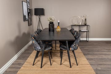 Irunea Förlängningsbar Matgrupp 180 cm inkl 6 Sedavi Stolar - Svart/Blå - Möbler - Bord & matgrupp - Matgrupp