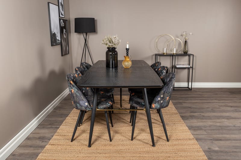 Irunea Förlängningsbar Matgrupp 180 cm inkl 6 Sedavi Stolar - Svart/Blå - Möbler - Bord & matgrupp - Matgrupp