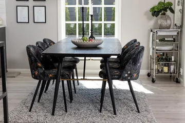 Irunea Förlängningsbar Matgrupp 180 cm inkl 6 Sedavi Stolar - Svart/Blå - Möbler - Bord & matgrupp - Matgrupp