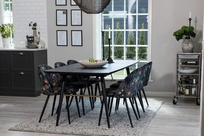 Irunea Förlängningsbar Matgrupp 180 cm inkl 6 Sedavi Stolar - Svart/Blå - Möbler - Bord & matgrupp - Matgrupp