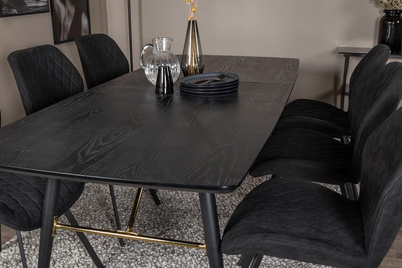 Irunea Förlängningsbar Matgrupp 180 cm inkl 6 Sumoas Stolar - Svart - Möbler - Bord & matgrupp - Matgrupp