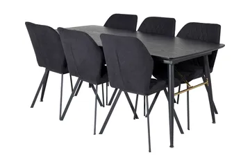 Irunea Förlängningsbar Matgrupp 180 cm inkl 6 Sumoas Stolar - Svart - Möbler - Bord & matgrupp - Matgrupp