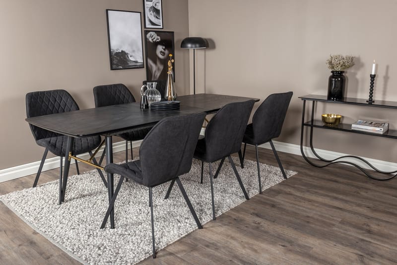 Irunea Förlängningsbar Matgrupp 180 cm inkl 6 Sumoas Stolar - Svart - Möbler - Bord & matgrupp - Matgrupp