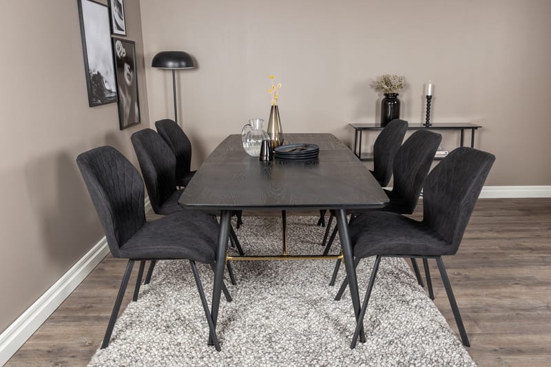 Irunea Förlängningsbar Matgrupp 180 cm inkl 6 Sumoas Stolar - Svart - Möbler - Bord & matgrupp - Matgrupp