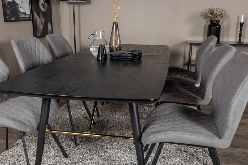 Irunea Förlängningsbar Matgrupp 180 cm inkl 6 Sumoas Stolar - Svart/Grå - Möbler - Bord & matgrupp - Matgrupp