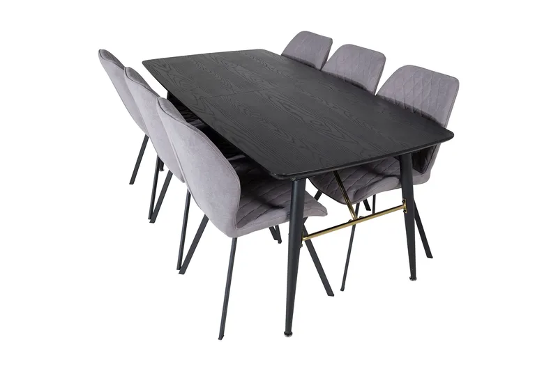 Irunea Förlängningsbar Matgrupp 180 cm inkl 6 Sumoas Stolar - Svart/Grå - Möbler - Bord & matgrupp - Matgrupp
