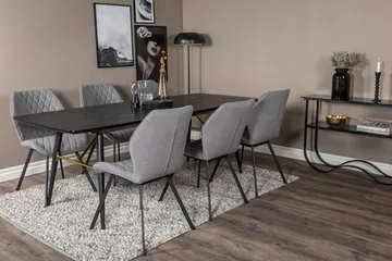 Irunea Förlängningsbar Matgrupp 180 cm inkl 6 Sumoas Stolar - Svart/Grå - Möbler - Bord & matgrupp - Matgrupp