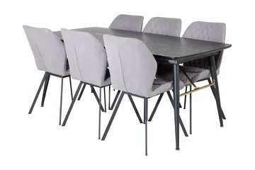 Irunea Förlängningsbar Matgrupp 180 cm inkl 6 Sumoas Stolar - Svart/Grå - Möbler - Bord & matgrupp - Matgrupp