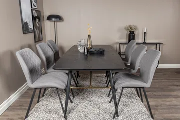 Irunea Förlängningsbar Matgrupp 180 cm inkl 6 Sumoas Stolar - Svart/Grå - Möbler - Bord & matgrupp - Matgrupp