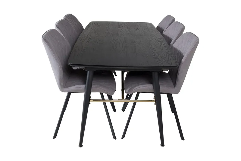 Irunea Förlängningsbar Matgrupp 180 cm inkl 6 Sumoas Stolar - Svart/Grå - Möbler - Bord & matgrupp - Matgrupp