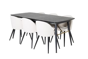 Irunea Förlängningsbar Matgrupp 180 cm inkl 6 Valera Stolar - Svart/Beige/Manchester - Möbler - Bord & matgrupp - Matgrupp