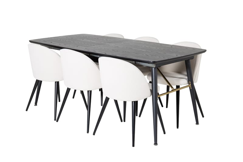 Irunea Förlängningsbar Matgrupp 180 cm inkl 6 Valera Stolar - Svart/Beige/Manchester - Möbler - Bord & matgrupp - Matgrupp