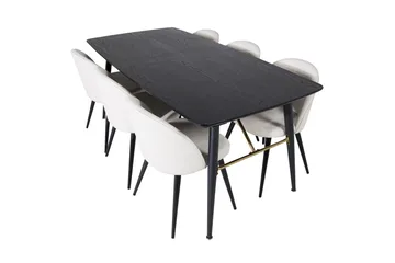 Irunea Förlängningsbar Matgrupp 180 cm inkl 6 Valera Stolar - Svart/Beige/Manchester - Möbler - Bord & matgrupp - Matgrupp
