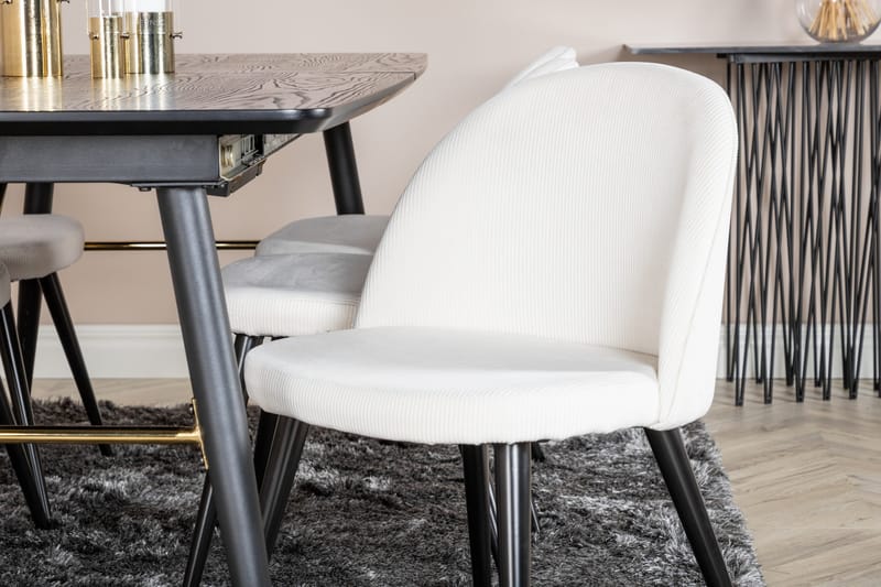 Irunea Förlängningsbar Matgrupp 180 cm inkl 6 Valera Stolar - Svart/Beige/Manchester - Möbler - Bord & matgrupp - Matgrupp