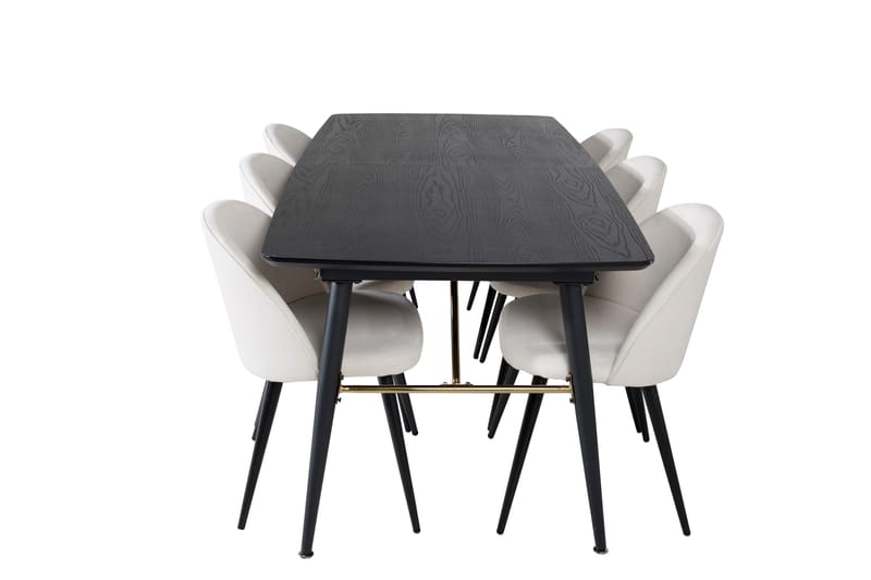 Irunea Förlängningsbar Matgrupp 180 cm inkl 6 Valera Stolar - Svart/Beige/Manchester - Möbler - Bord & matgrupp - Matgrupp