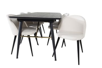 Irunea Förlängningsbar Matgrupp 180 cm inkl 6 Valera Stolar - Svart/Beige/Manchester - Möbler - Bord & matgrupp - Matgrupp