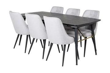 Irunea Förlängningsbar Matgrupp 180 cm inkl 6 Valera Stolar - Svart/Grå - Möbler - Bord & matgrupp - Matgrupp