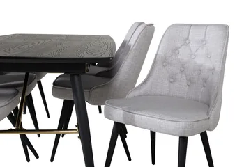 Irunea Förlängningsbar Matgrupp 180 cm inkl 6 Valera Stolar - Svart/Grå - Möbler - Bord & matgrupp - Matgrupp