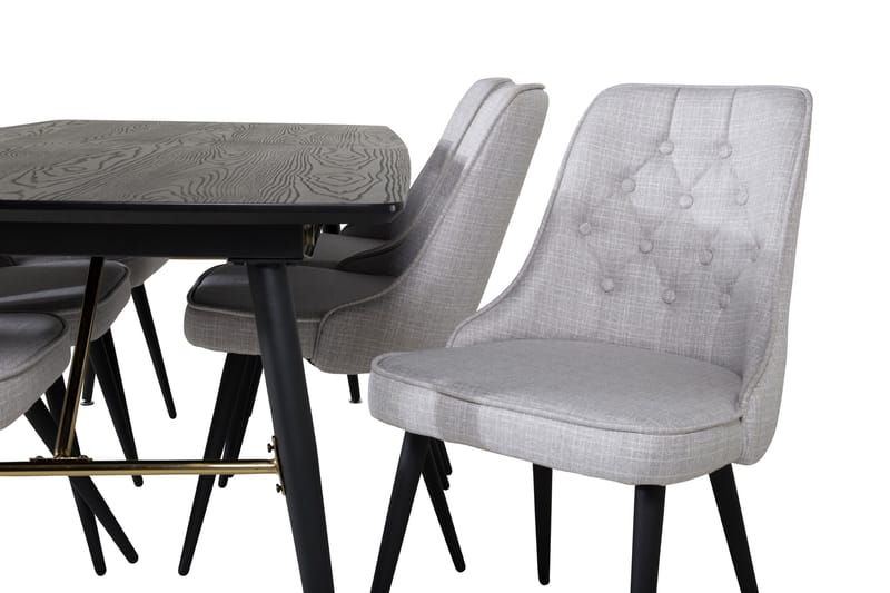Irunea Förlängningsbar Matgrupp 180 cm inkl 6 Valera Stolar - Svart/Grå - Möbler - Bord & matgrupp - Matgrupp
