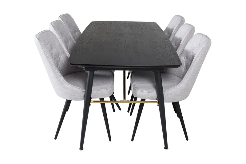Irunea Förlängningsbar Matgrupp 180 cm inkl 6 Valera Stolar - Svart/Grå - Möbler - Bord & matgrupp - Matgrupp