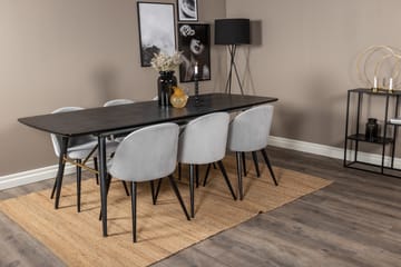 Irunea Förlängningsbar Matgrupp 180 cm inkl 6 Valeri Stolar - Svart/Grå/Manchester - Möbler - Bord & matgrupp - Matgrupp