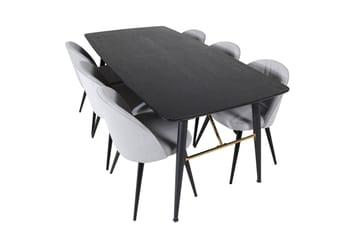 Irunea Förlängningsbar Matgrupp 180 cm inkl 6 Valeri Stolar - Svart/Grå/Manchester - Möbler - Bord & matgrupp - Matgrupp